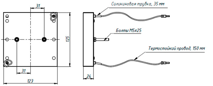 Рис.1. Чертеж излучателя QP2